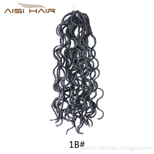 Aisi Hair Faux Locs Curly Crochet Hair Extensions 18inch Long 24 Roots Soft Crochet Braids Dreadlock Hairpieces